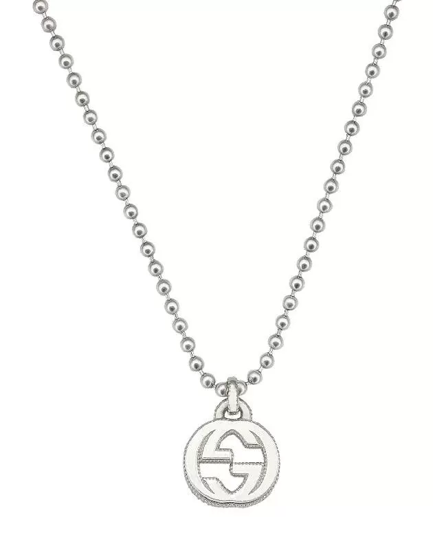 Gucci Sterling Silver Interlocking G Pendant Necklace, 21.65"