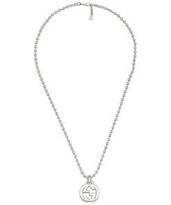Gucci Sterling Silver Interlocking G Pendant Necklace, 21.65"
