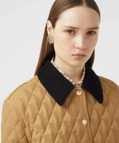 Burberry Corduroy Collar Diamond Quilted Jacket