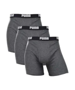 Puma Men's 3 Pack Cotton Boxer Briefs, Dark Grey