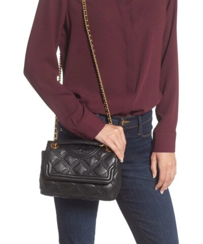 Tory Burch Small Fleming Distressed Convertible Shoulder, Black