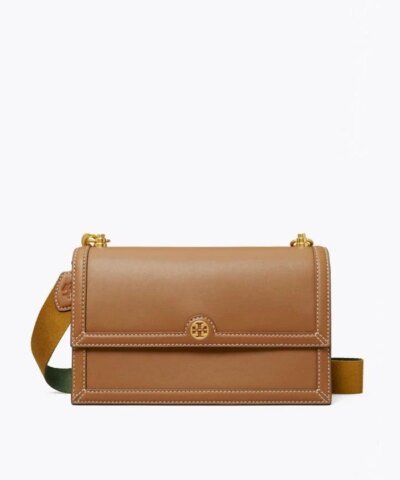 Tory Burch T Monogram Leather Shoulder Bag In Moose