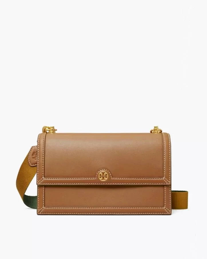 Tory Burch T Monogram Leather Shoulder Bag In Moose