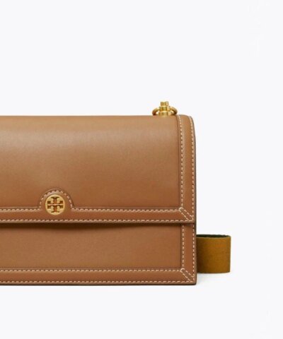 Tory Burch T Monogram Leather Shoulder Bag In Moose
