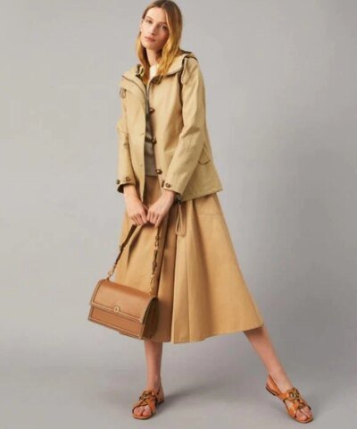 Tory Burch T Monogram Leather Shoulder Bag In Moose