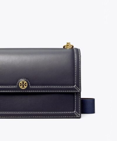 Tory Burch T Monogram Leather Shoulder Bag In Midnight