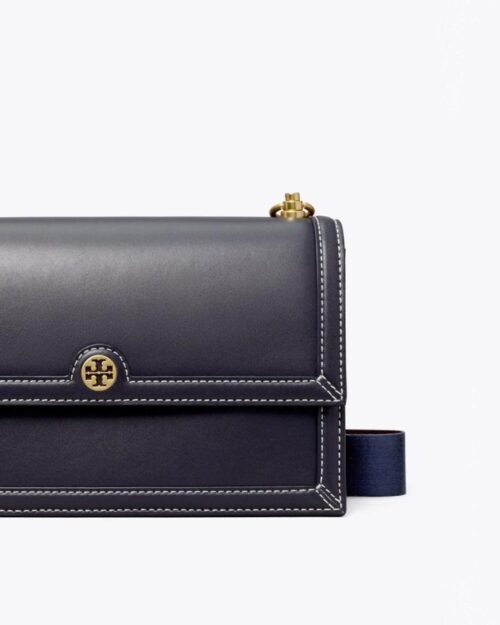 Tory Burch T Monogram Leather Shoulder Bag In Midnight