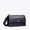 Tory Burch T Monogram Leather Shoulder Bag In Midnight
