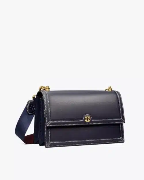 Tory Burch T Monogram Leather Shoulder Bag In Midnight