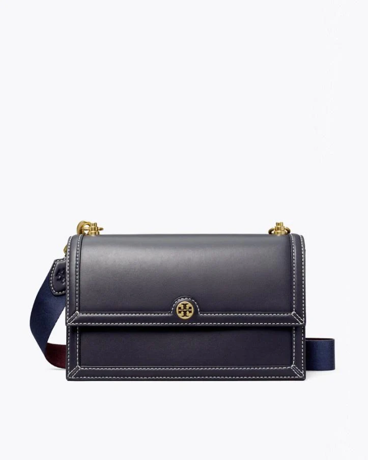 Tory Burch T Monogram Leather Shoulder Bag In Midnight