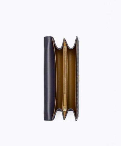 Tory Burch T Monogram Leather Shoulder Bag In Midnight