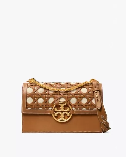 Tory Burch Miller Basket-Weave Shoulder Bag In Moose