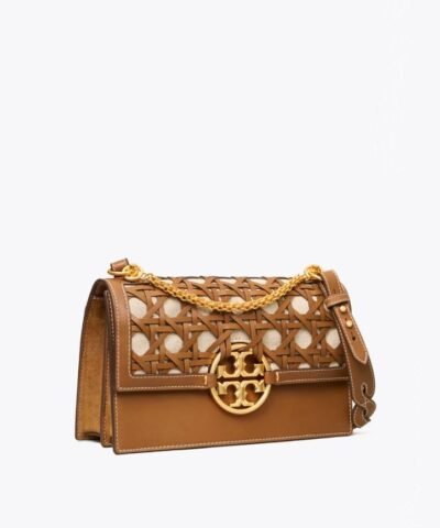 Tory Burch Miller Basket-Weave Shoulder Bag In Moose