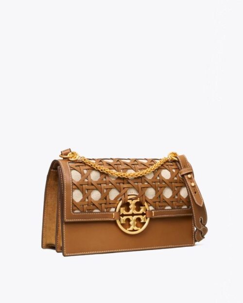 Tory Burch Miller Basket-Weave Shoulder Bag In Moose