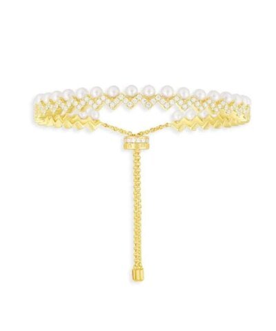 Apm Monaco Adjustable Up And Down Bracelet Whit Pearls