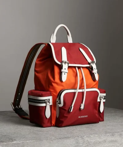 Burberry Leather-Trimmed Color-Block Shell Backpack