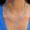 Apm Monaco Paved Necklace Whit Pearl Pendant
