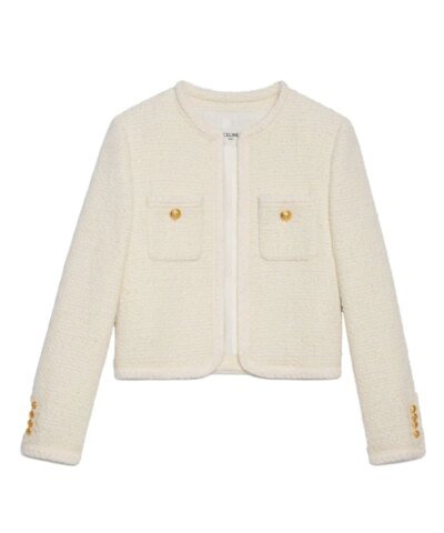 Celine "Chasseur" Jacket In Braided Bouclé Tweed