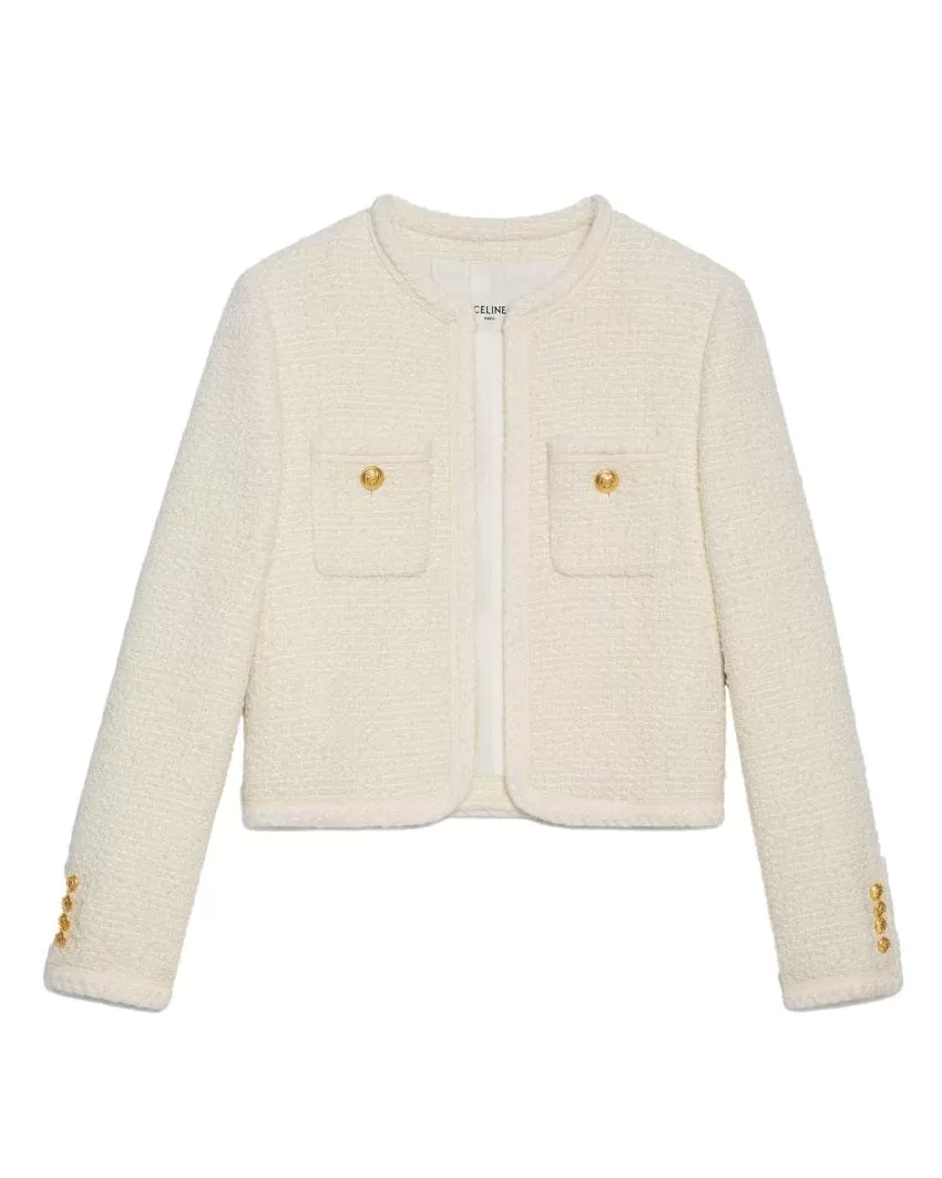 Celine "Chasseur" Jacket In Braided Bouclé Tweed