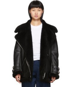 Acne Studios Black Shearling Aviator Jacket