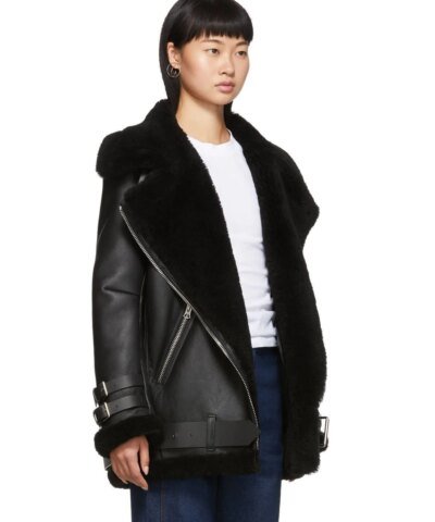 Acne Studios Black Shearling Aviator Jacket