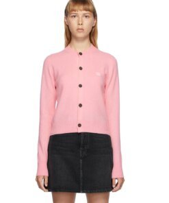 Acne Studios Pink Patch Crewneck Cardigan