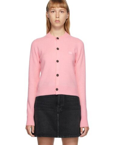 Acne Studios Pink Patch Crewneck Cardigan