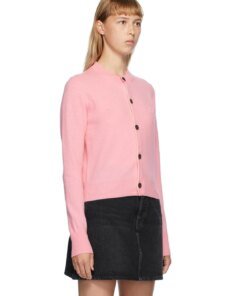 Acne Studios Pink Patch Crewneck Cardigan