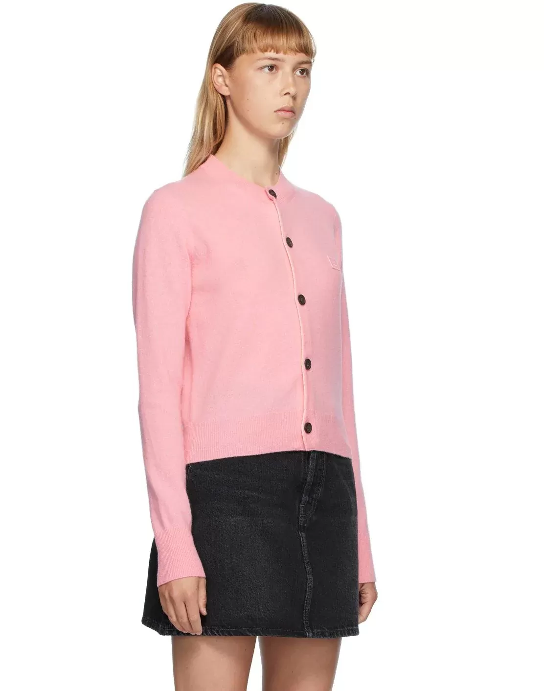 Acne Studios Pink Patch Crewneck Cardigan