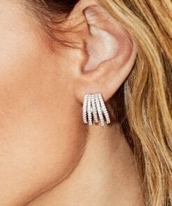 Apm Monaco Collection Romance White Hoop Earrings - Silver