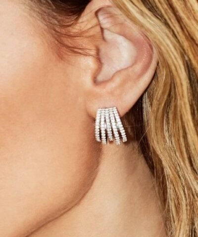 Apm Monaco Collection Romance White Hoop Earrings - Silver