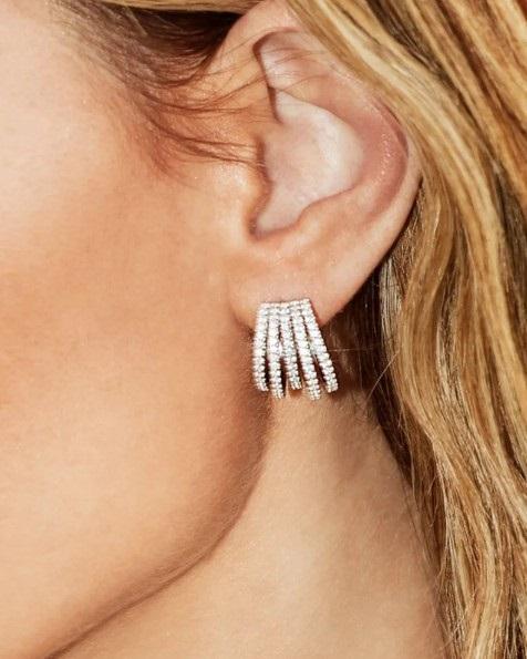 Apm Monaco Collection Romance White Hoop Earrings - Silver