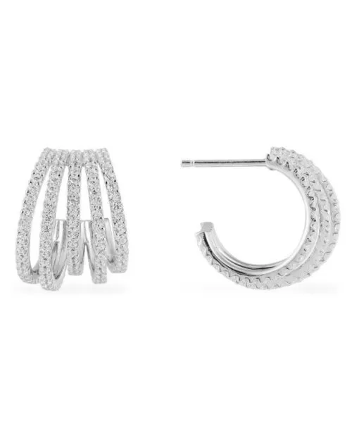 Apm Monaco Collection Romance White Hoop Earrings - Silver