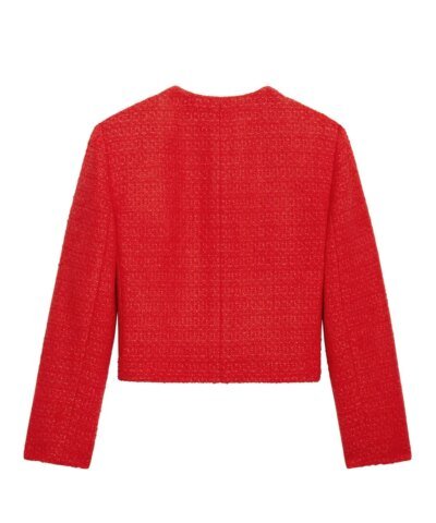 Celine "Chasseur" Jacket In Braided Bouclé Tweed Red