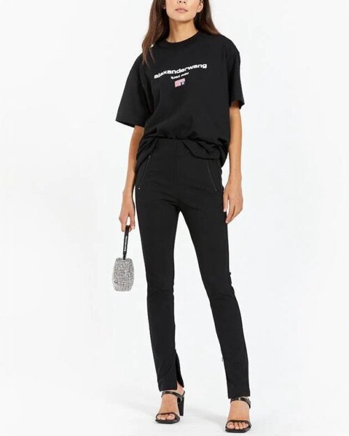 Alexander Wang Logo-Print Cotton T-Shirt, Black