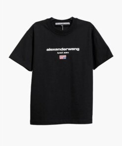 Alexander Wang Logo-Print Cotton T-Shirt, Black