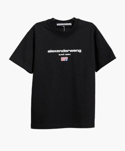 Alexander Wang Logo-Print Cotton T-Shirt, Black