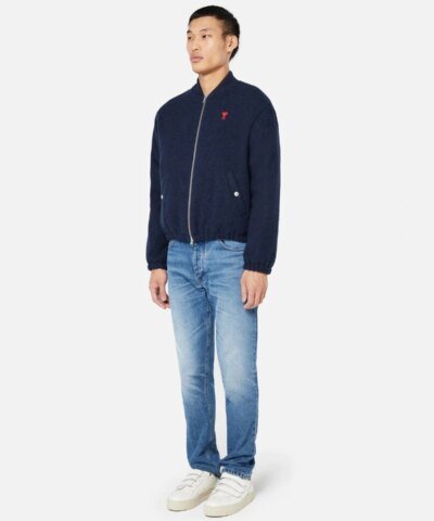 Ami Paris Ami De Coeur Bomber Jacket, Navy