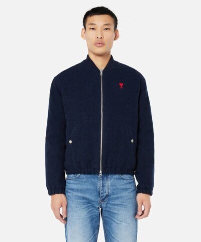 Ami Paris Ami De Coeur Bomber Jacket, Navy