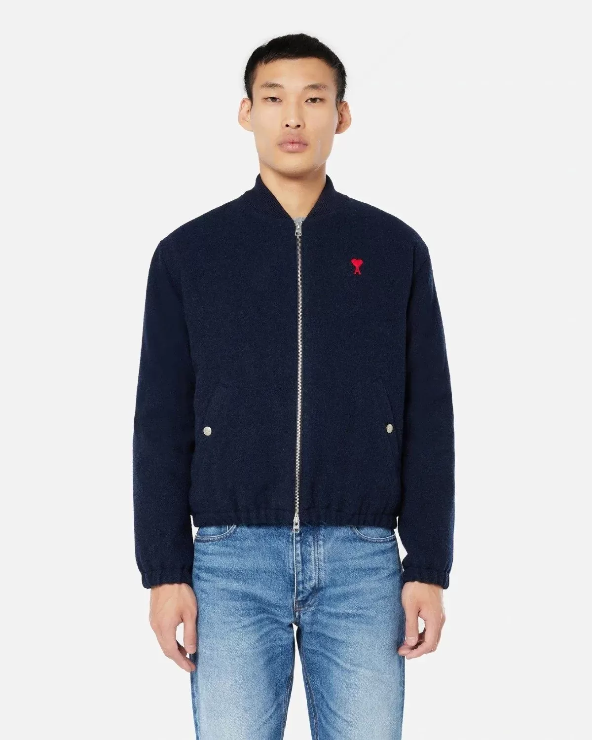 Ami Paris Ami De Coeur Bomber Jacket, Navy