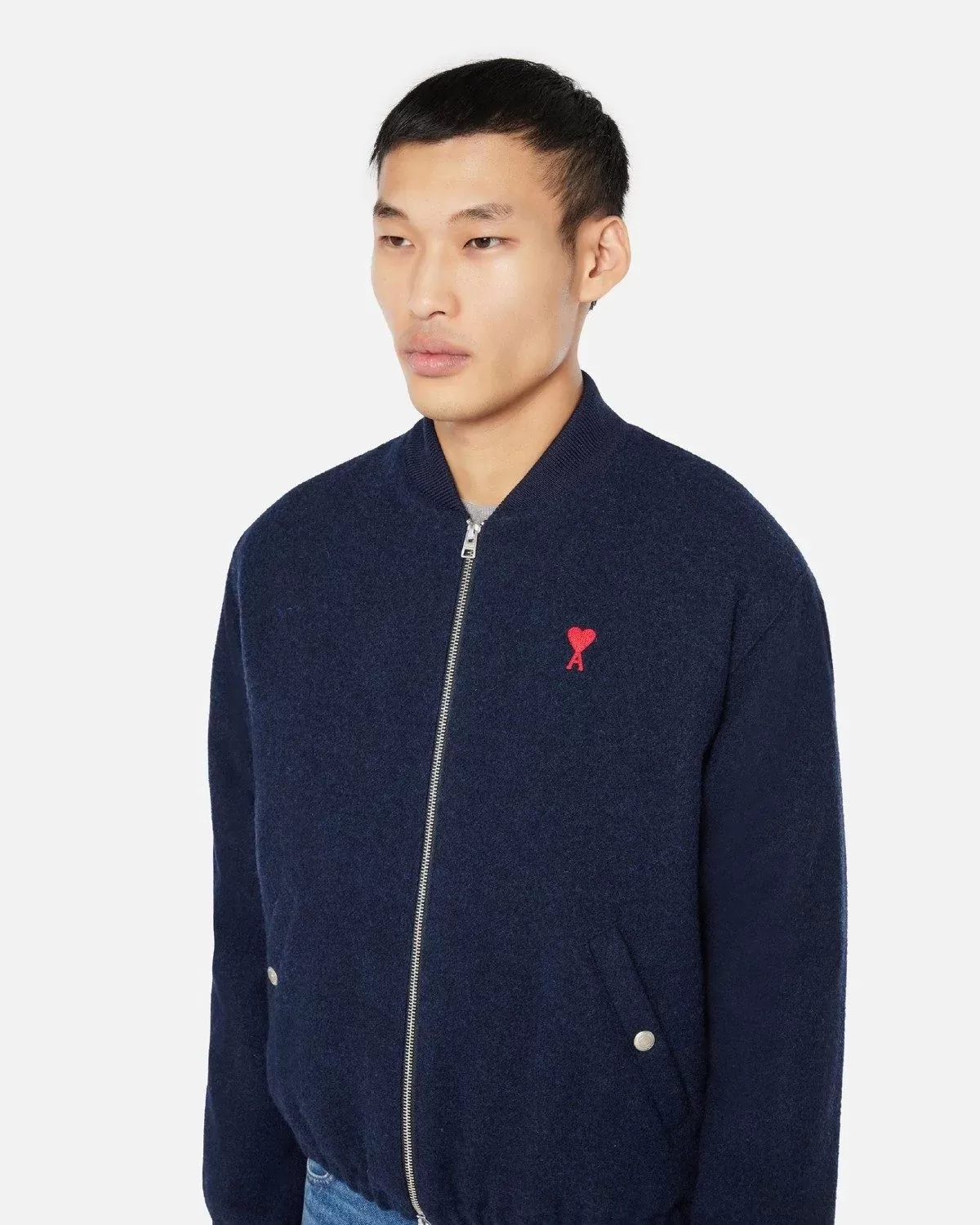 Ami Paris Ami De Coeur Bomber Jacket, Navy