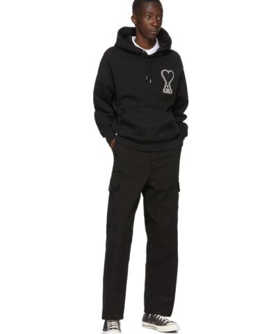 AMI Men's Black De Coeur Hoodie