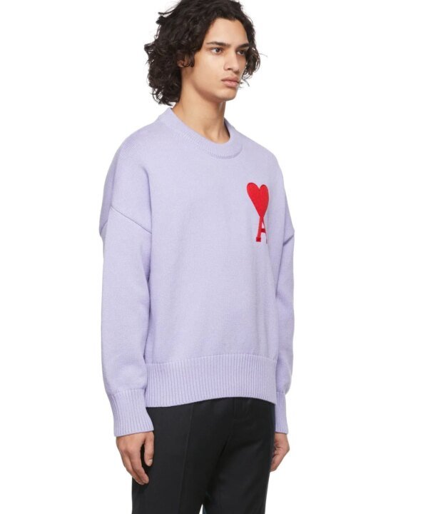 Ami Men's De Coeur Oversize Crewneck Sweater, Purple