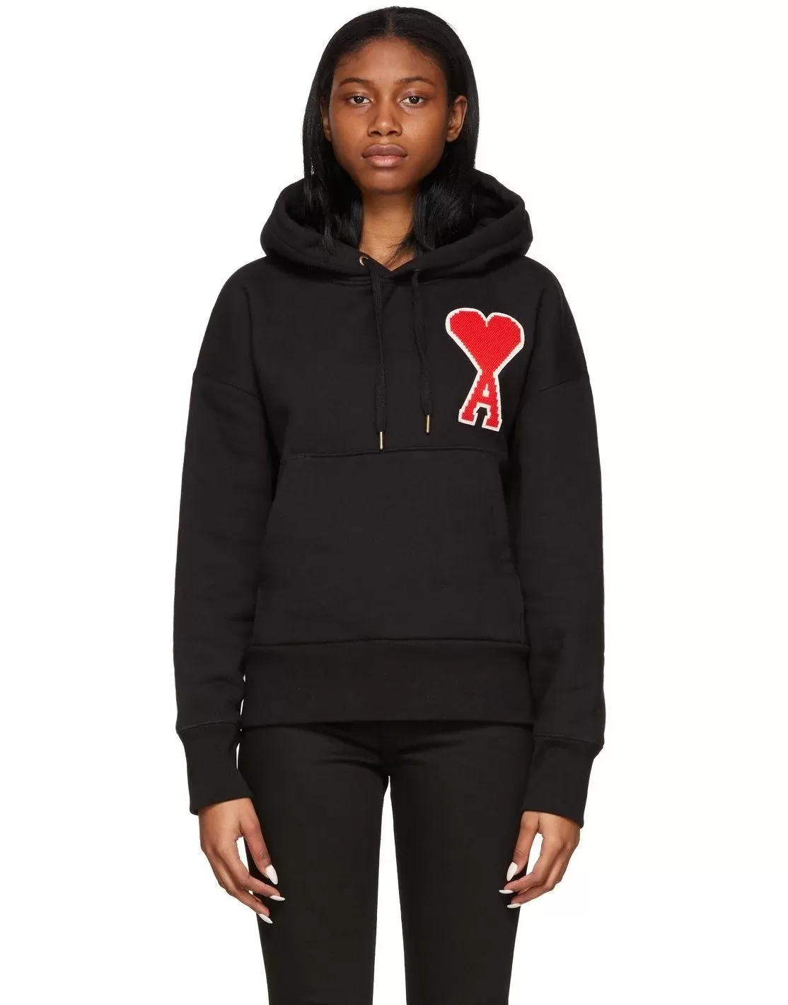 AMI Women's Black De Coeur Hoodie