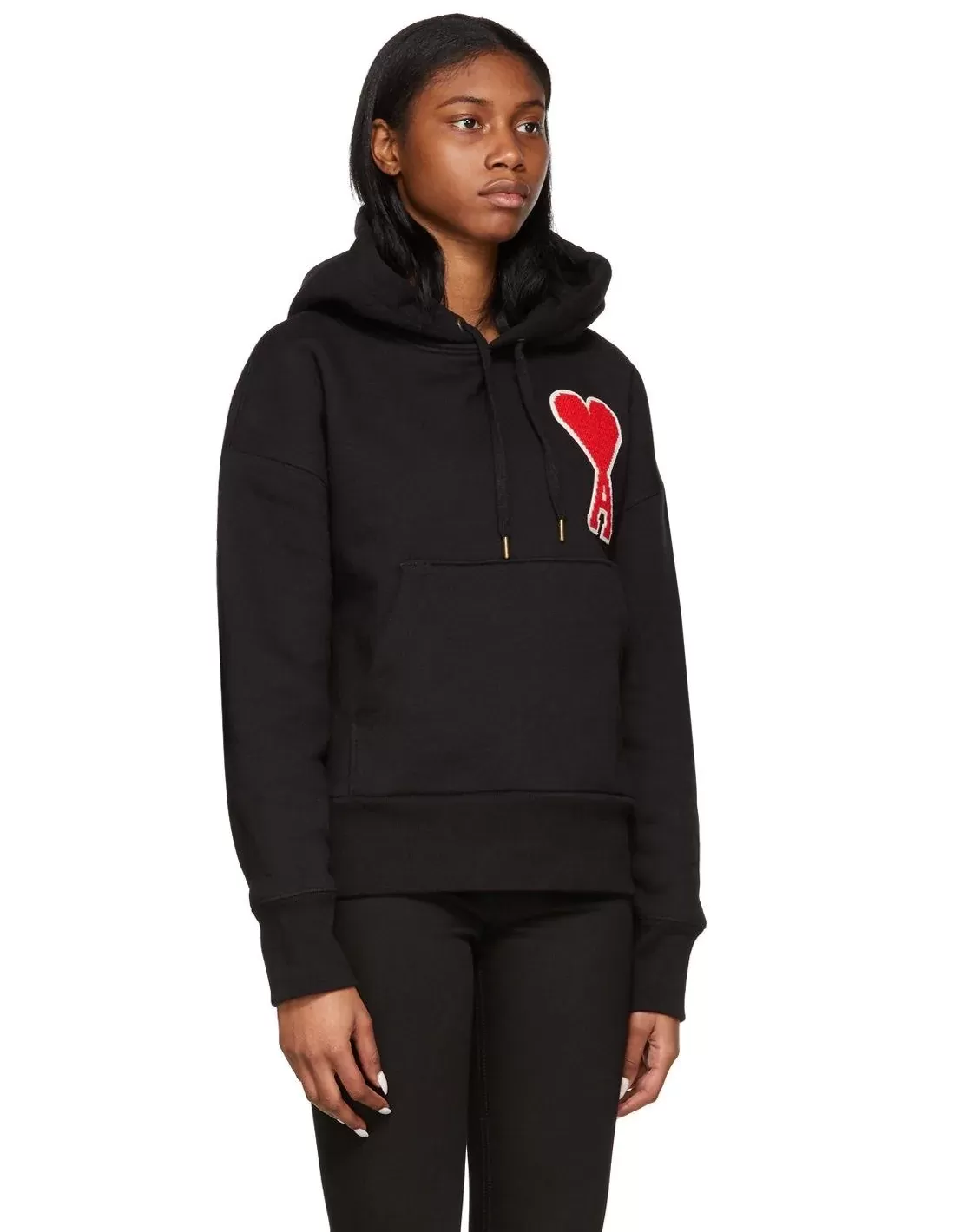 AMI Women's Black De Coeur Hoodie