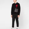 Ami Men's De Coeur Oversize Crewneck Sweater, Black