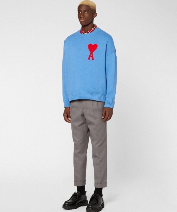 Ami Men's De Coeur Oversize Crewneck Sweater, Blue