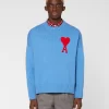 Ami Men's De Coeur Oversize Crewneck Sweater, Blue