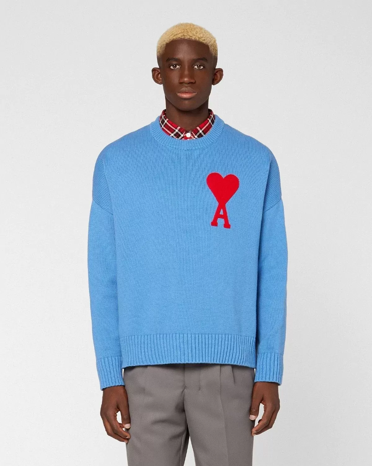 Ami Men's De Coeur Oversize Crewneck Sweater, Blue