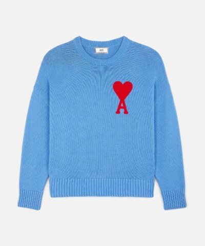 Ami Men's De Coeur Oversize Crewneck Sweater, Blue